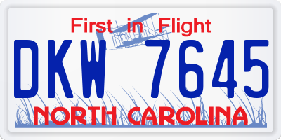 NC license plate DKW7645
