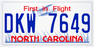 NC license plate DKW7649