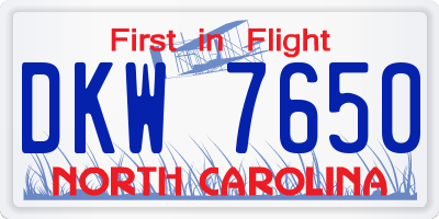 NC license plate DKW7650