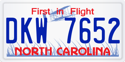 NC license plate DKW7652