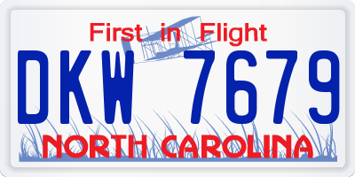 NC license plate DKW7679