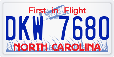 NC license plate DKW7680