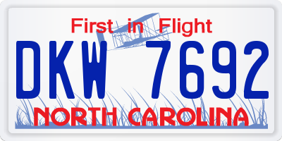NC license plate DKW7692