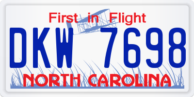 NC license plate DKW7698