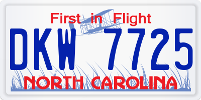 NC license plate DKW7725