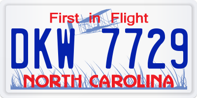NC license plate DKW7729