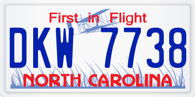 NC license plate DKW7738