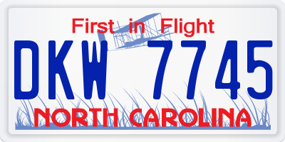 NC license plate DKW7745