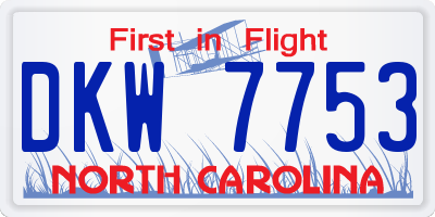 NC license plate DKW7753
