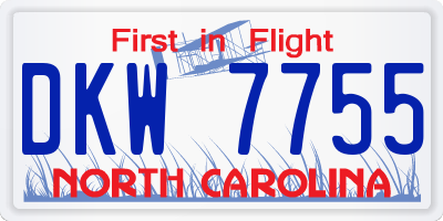 NC license plate DKW7755