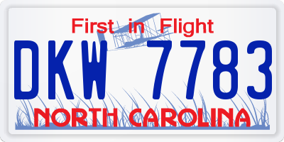 NC license plate DKW7783