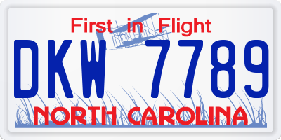 NC license plate DKW7789