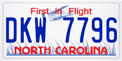 NC license plate DKW7796