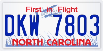 NC license plate DKW7803