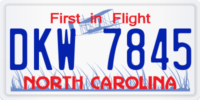 NC license plate DKW7845