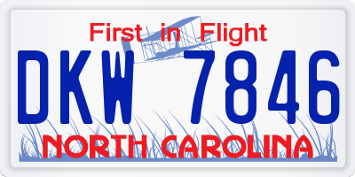 NC license plate DKW7846