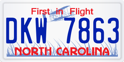 NC license plate DKW7863