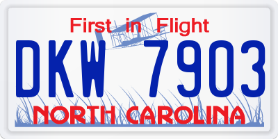 NC license plate DKW7903