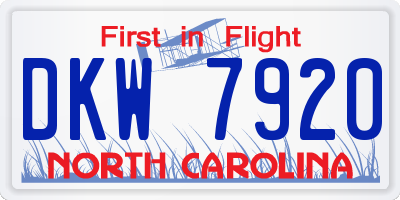 NC license plate DKW7920