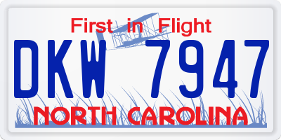 NC license plate DKW7947