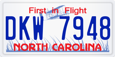 NC license plate DKW7948