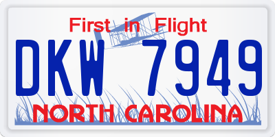 NC license plate DKW7949
