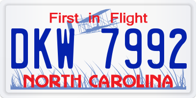 NC license plate DKW7992