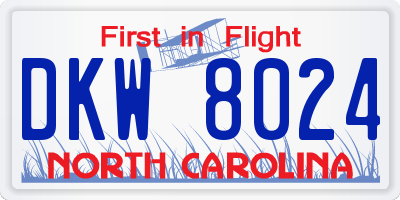 NC license plate DKW8024
