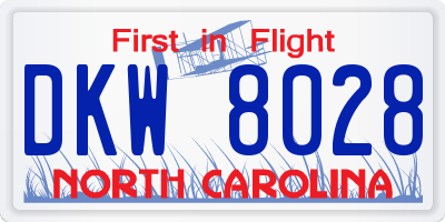 NC license plate DKW8028