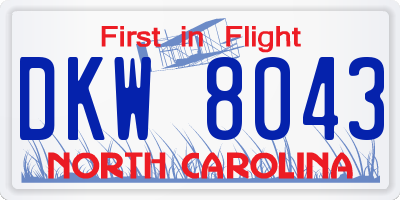 NC license plate DKW8043