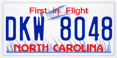 NC license plate DKW8048