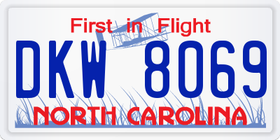 NC license plate DKW8069