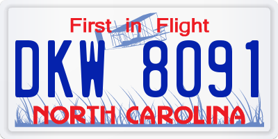 NC license plate DKW8091