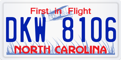 NC license plate DKW8106