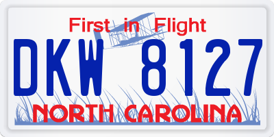 NC license plate DKW8127