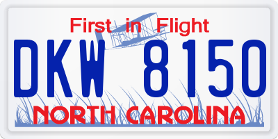 NC license plate DKW8150
