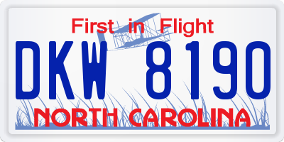 NC license plate DKW8190