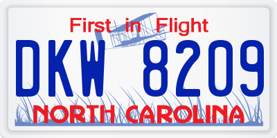 NC license plate DKW8209