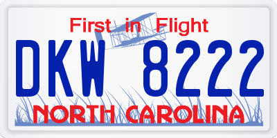 NC license plate DKW8222