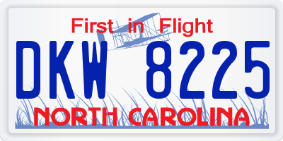 NC license plate DKW8225