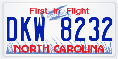 NC license plate DKW8232