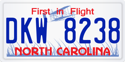 NC license plate DKW8238