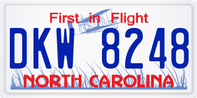 NC license plate DKW8248