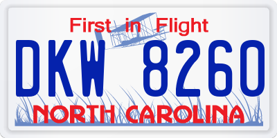 NC license plate DKW8260