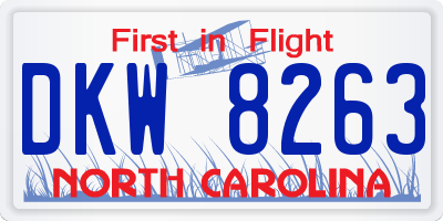 NC license plate DKW8263
