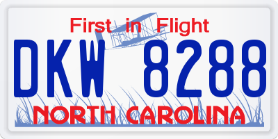 NC license plate DKW8288