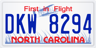 NC license plate DKW8294