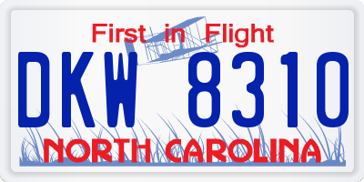NC license plate DKW8310