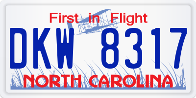 NC license plate DKW8317