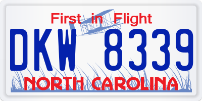 NC license plate DKW8339